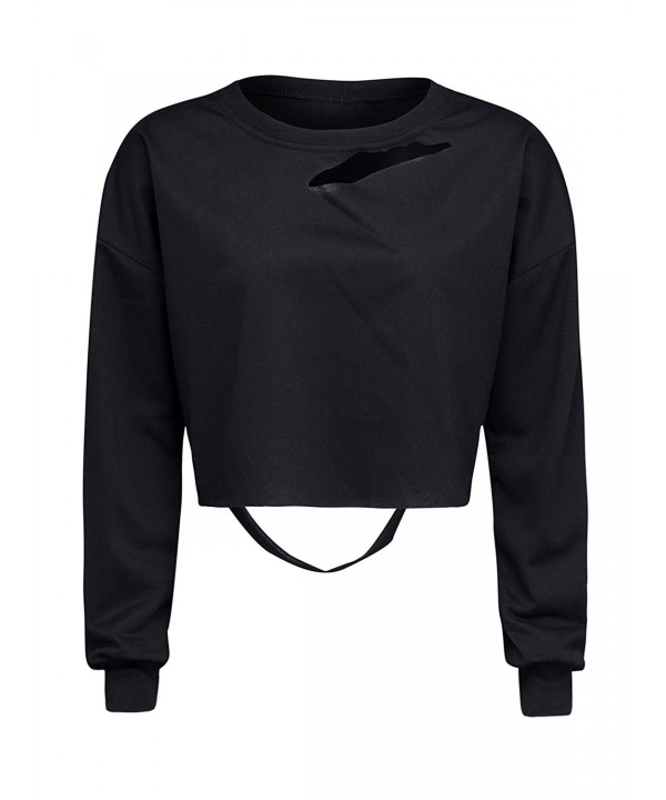 Choies Cropped Sweatshirt Destroyed Pullover