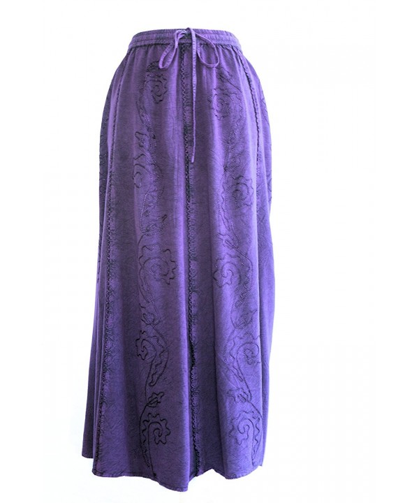 Womens Embroidered Gypsy Peasant Purple