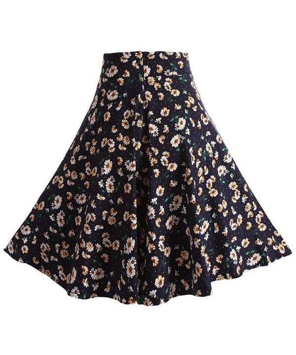 Tailloday Vintage Circle Pleated Floral