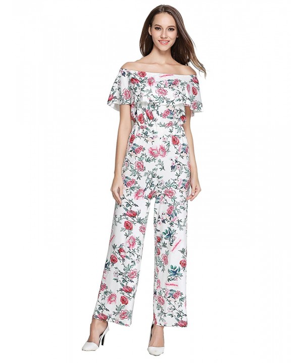 GUANYY Printed Shoulder Waisted Jumpsuits