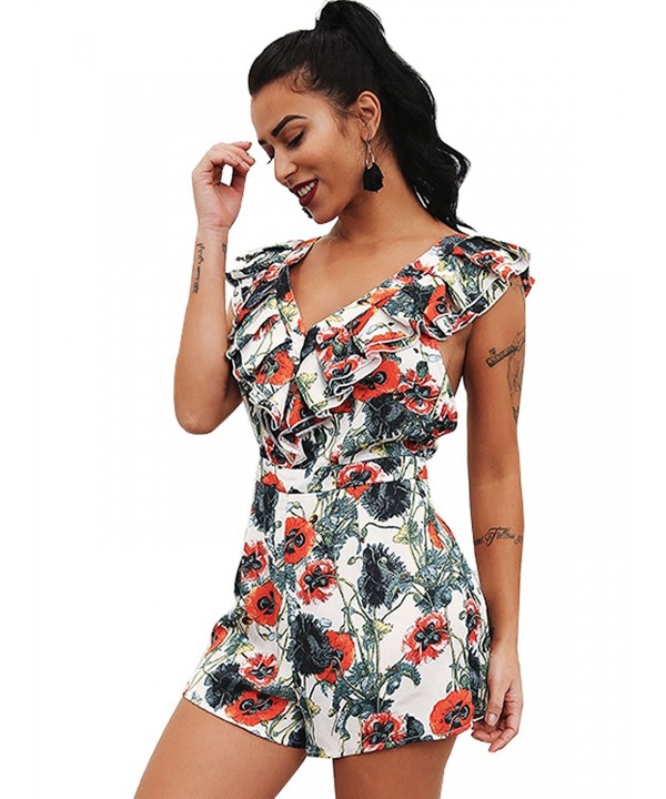 Glamaker Backless Rompers Ruffles Jumpsuit