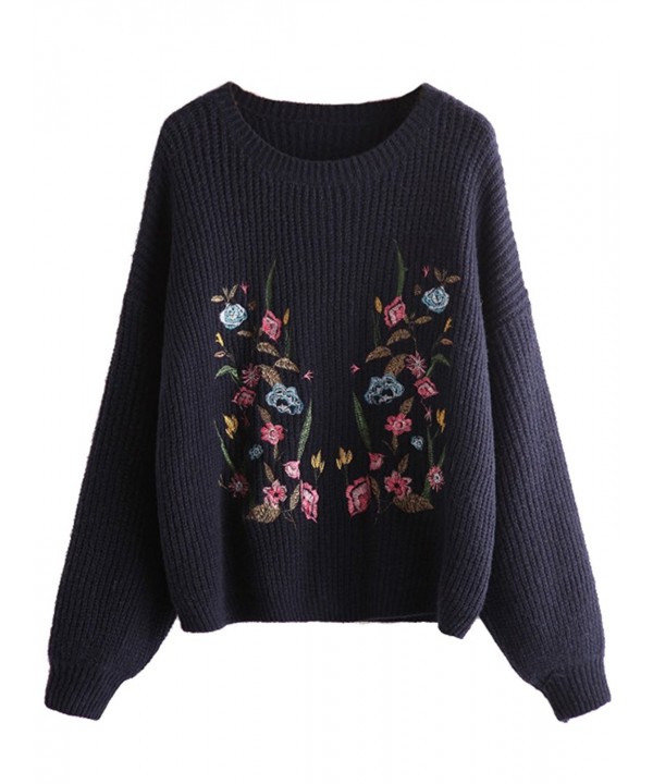 Milumia Botanical Embroidered Shoulder Sweater