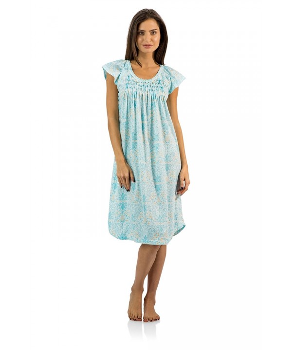 Casual Nights Womens Smocked Nightgown