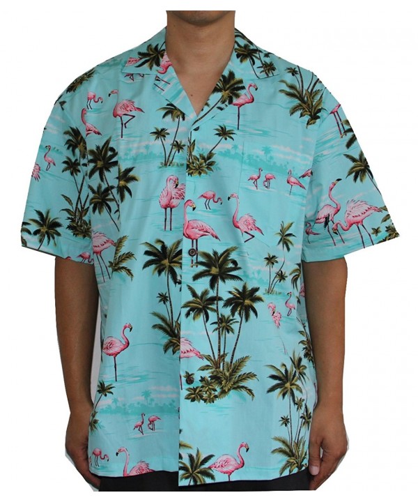 Mens Flamingo Hawaiian Aloha Shirt