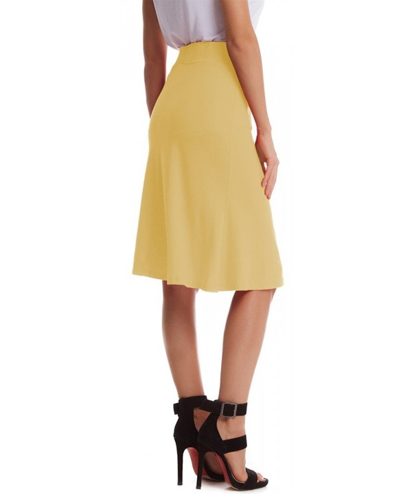 Womens Flared Skirt Large Yellow