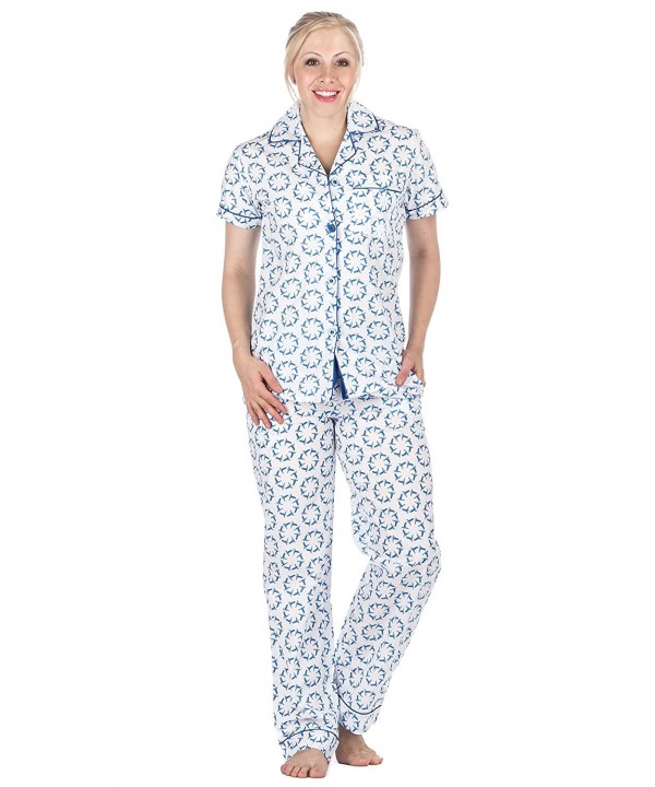 Womens Cotton Poplin Sleeve Pajama