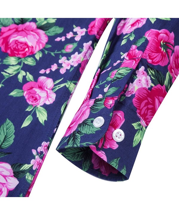 Women's Fashion Floral Button Down Long Sleeve Shirt Casual Blouse ...