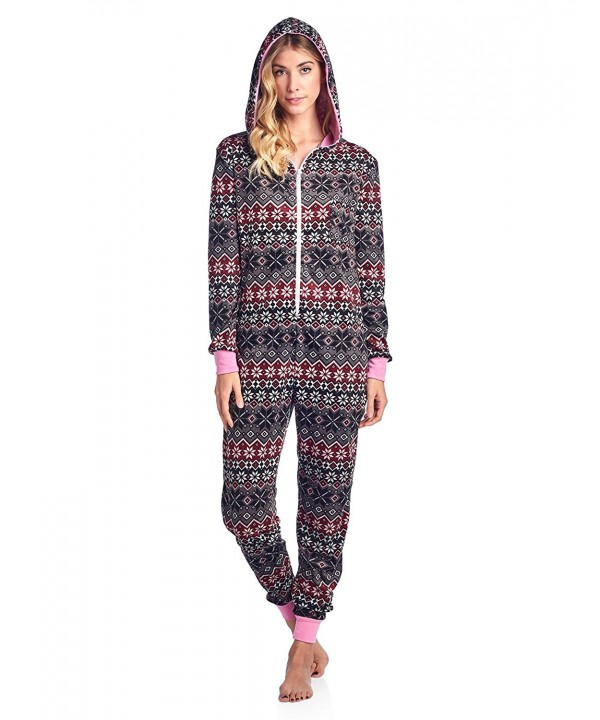 Ashford & Brooks Women's Fleece Hooded One Piece Pajama Union Jumpsuit ...