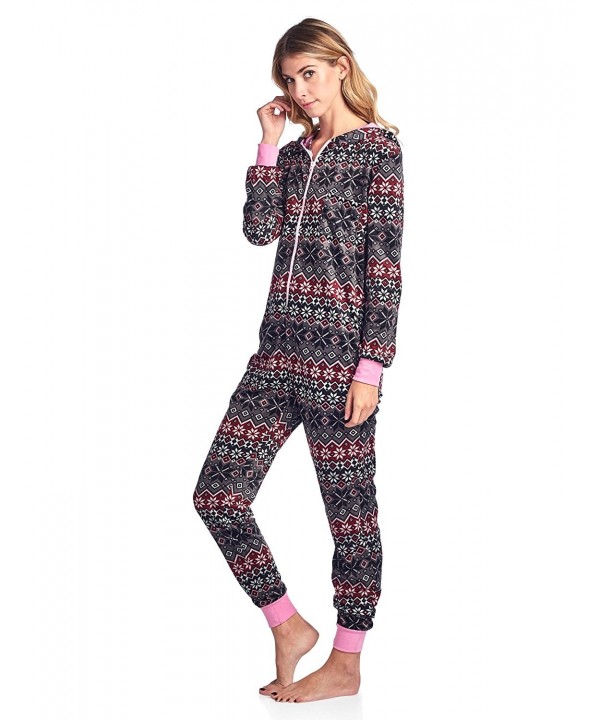 Ashford & Brooks Women's Fleece Hooded One Piece Pajama Union Jumpsuit ...