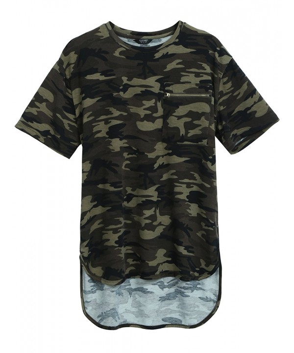 COOFANDY Summer Hipster Camo Camouflage Longline