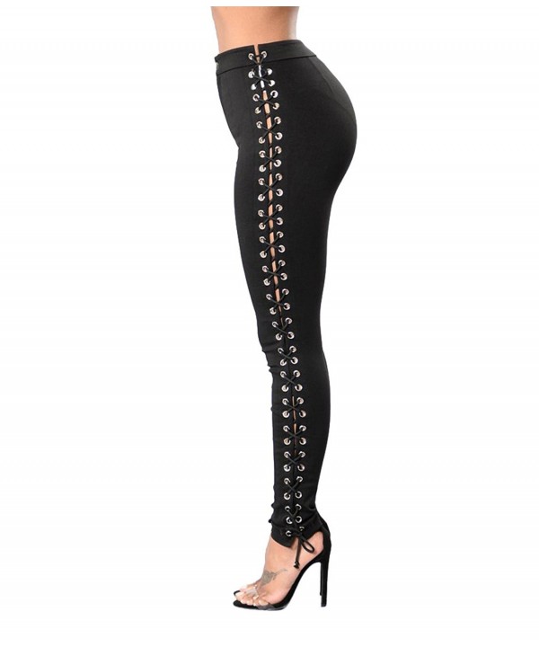 Womens Sexy Side Lace Up Cross Pencil Pants Bandage Bodycon Denim ...