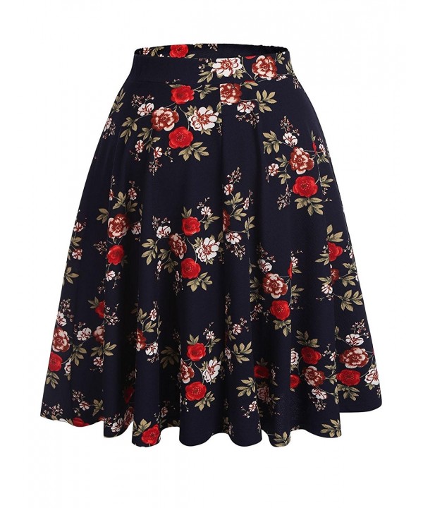HOTOUCH Floral Printed Pleated Skater