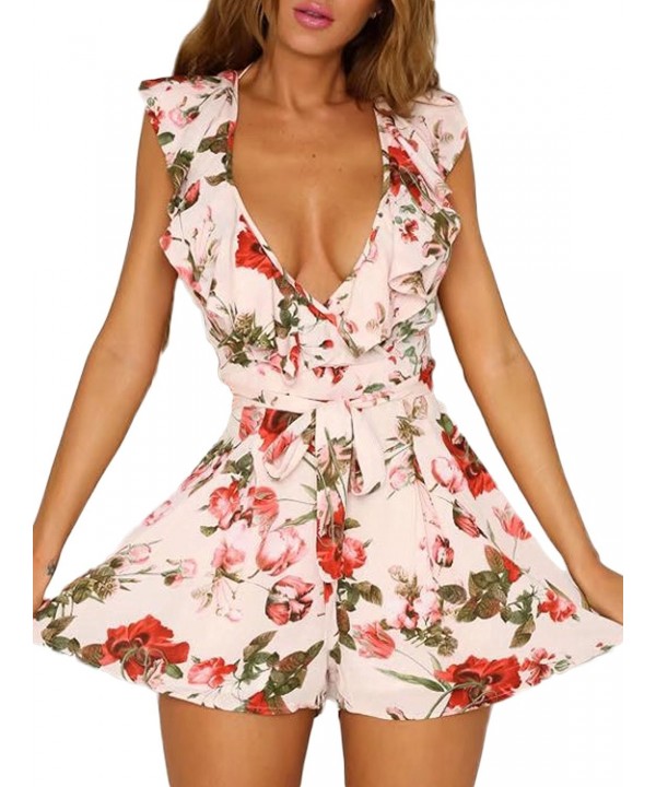 PERSUN Womens Floral Backless Playsuit