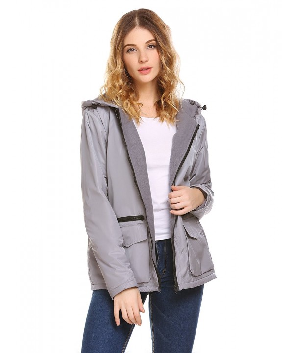 Women's Fleece Lined Hooded Coat Windproof Outdoor Active Rain Jacket ...