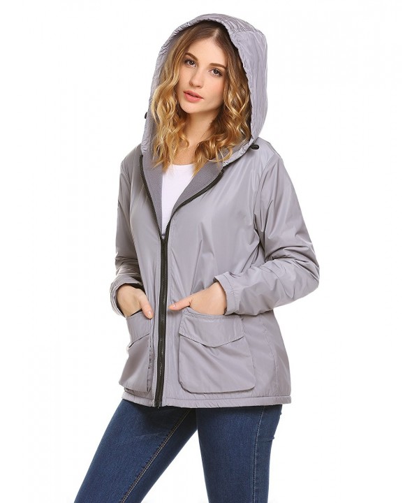 Women's Fleece Lined Hooded Coat Windproof Outdoor Active Rain Jacket ...