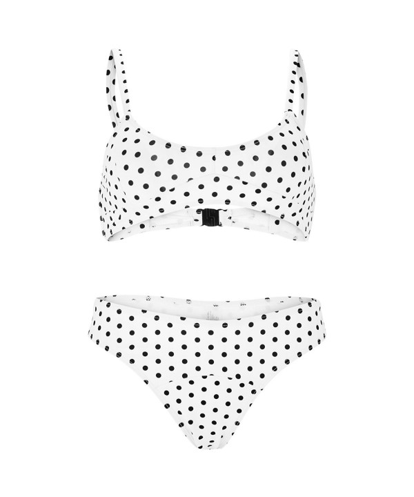 White Polka Dot Bikini- Classical Sport Swimsuit For Women - White ...