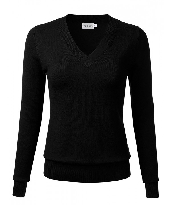 FLORIA Womens V Neck Pullover Sweater