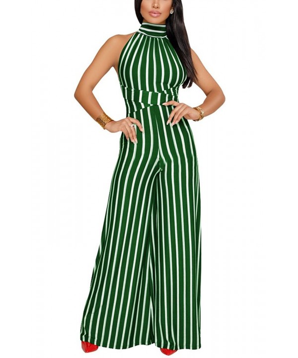 Womens Jumpsuits Striped Sleeveless Rompers