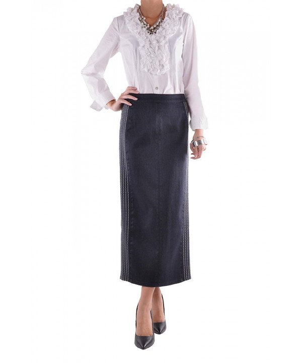 Style Office Chic Denim Skirt Blue 32