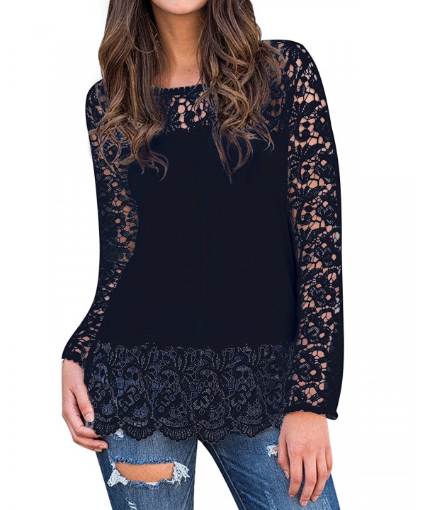 StyleDome Womens Blouse Crochet Floral