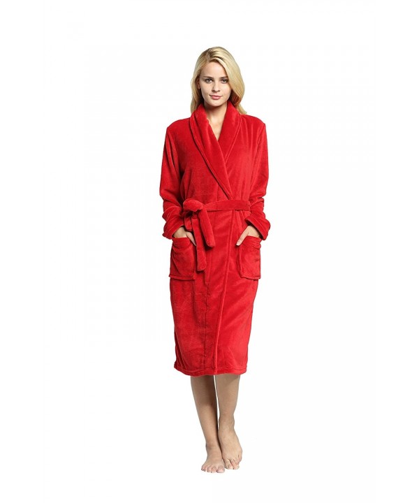 Bavarles Rocks Womens Plus Size Plush Soft Warm Fleece Long Bathrobe Robe