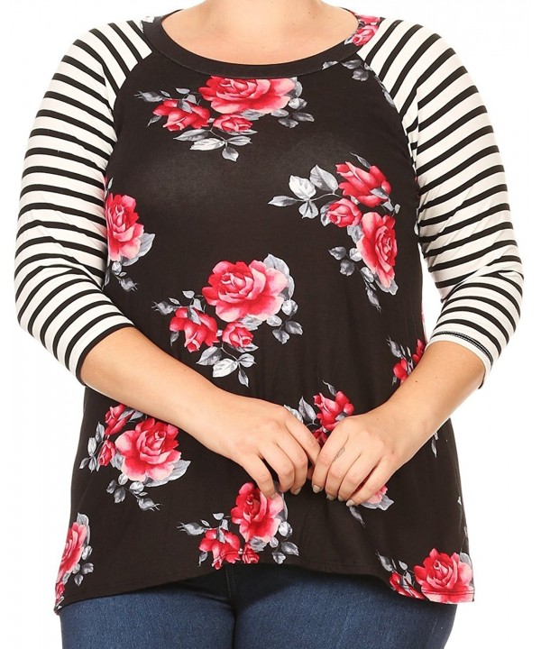 Striped Sleeve Floral Printed Jersey