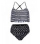 EnlaChic Shoulder High waisted Swimsuit Striped