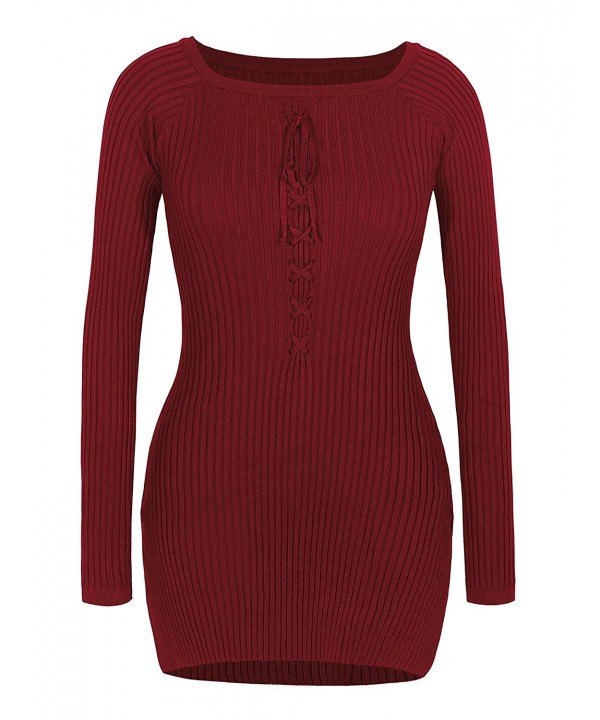 Sfanka Womens Ribbing Sweaters castoroil L