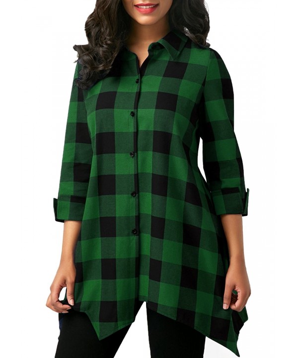Inorin Womens Sleeve Flannel Asymmetrical