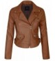 KOGMO Womens Breasted Leather Jacket L Cognac