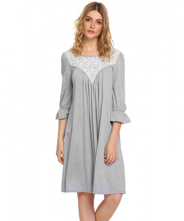 Lamore Sleeve Patchwork Nightgown Sleeping