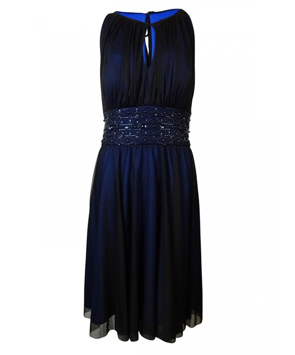 Women's Shirred Keyhole Dress - Black/Cobalt - C511YMV2WUB
