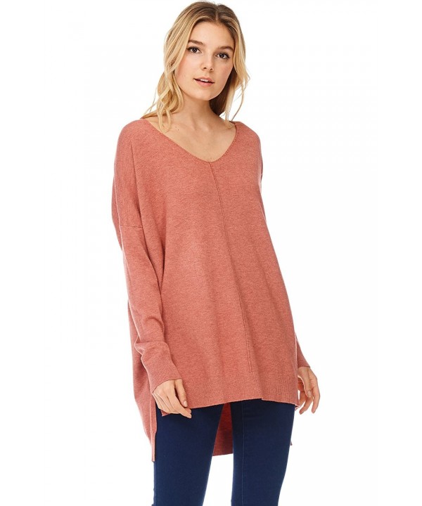 Womens Oversized Pullover Sweater H Coral