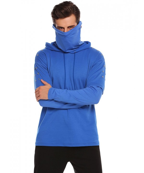 Men's Adult Mock Turtleneck Pullover Hooded Sweatshirt Long Sleeves ...