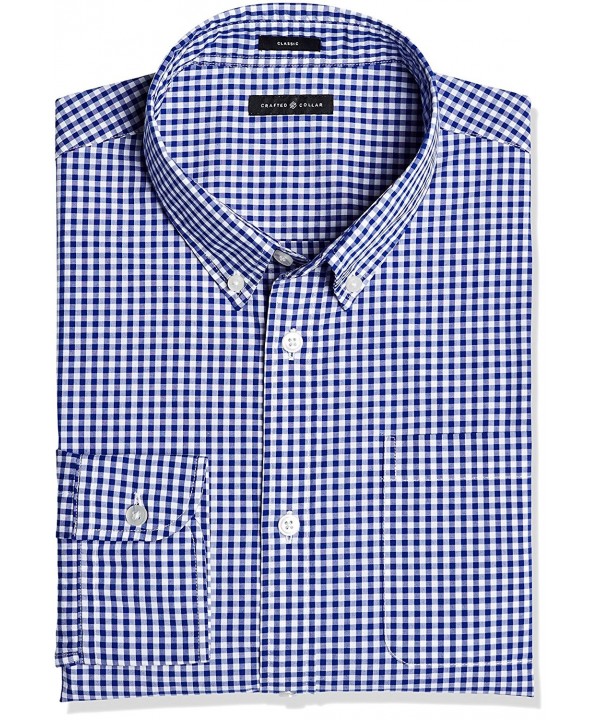 Men's Classic Fit Button-Down Collar Gingham Check Business Casual ...