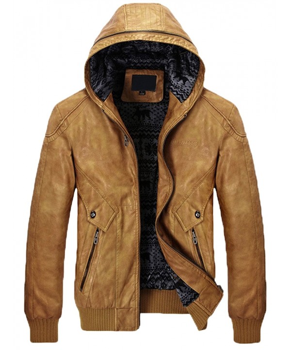 Chouyatou Stylish Zip Front Leather Jackets