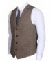 Ruth Boaz 2Pockets 4Buttons Wool Tweed Tailored Collar Suit Vest Tweed Brown