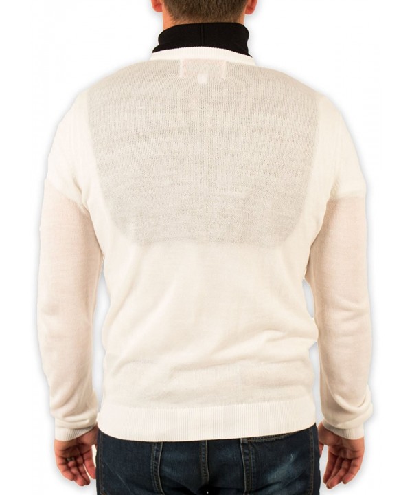 Men's Redneck Cousin V-Neck White Sweater with Black Dickey - C817YKYUZ4H