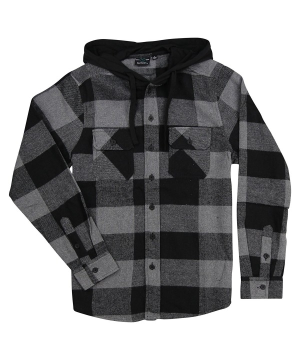 Red Plaid Hooded Flannel Shirt Element Men's Wentworth Shadow Plaid Me...