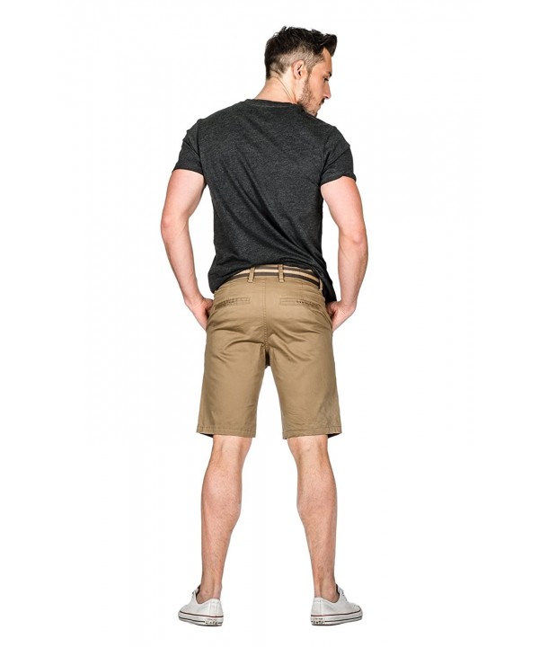 Suko Men's Straight Fit Casual Twill Shorts With Belt - Toffee ...