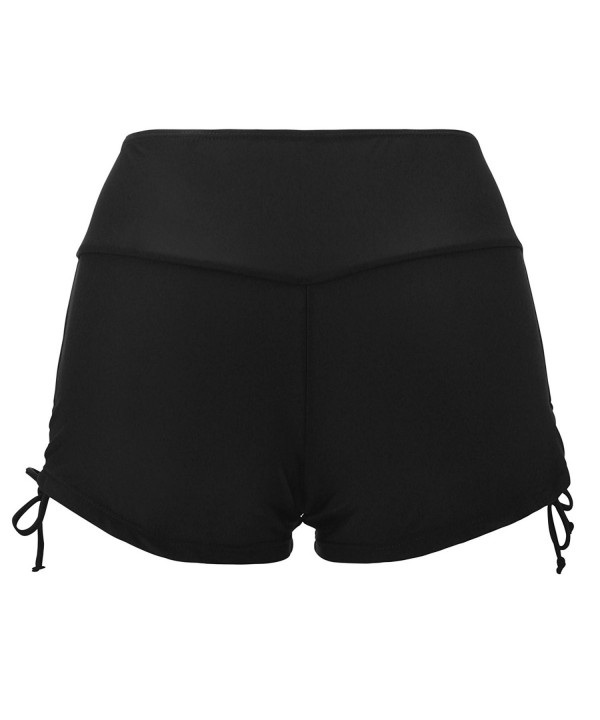 Women's Sport Bikini Bottom Side-Twist Swim Shorts - Black - CP1865IWMTH