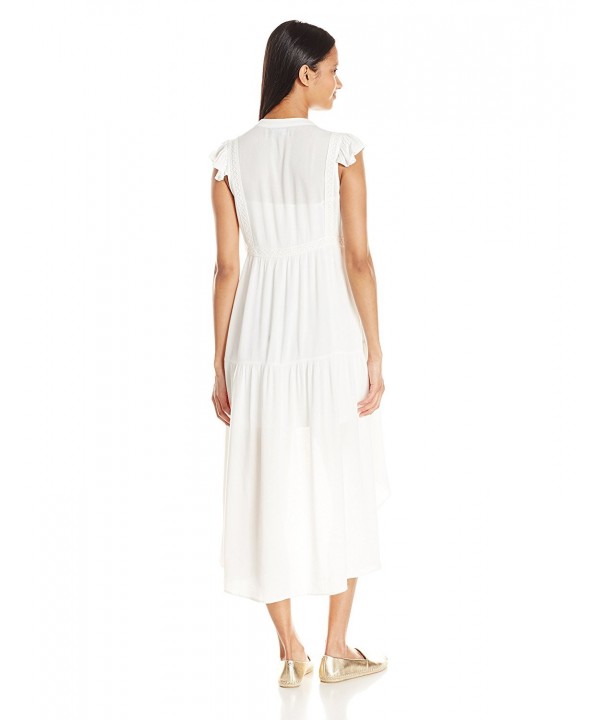 Junior's High Low Maxi Dress With Flutter Sleeves - Ivory - C512NRXXEVH