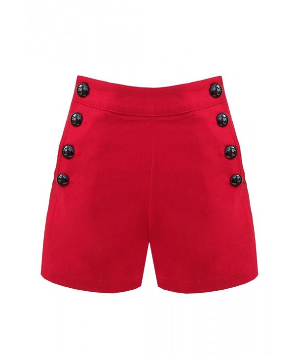 Pinup 60's Bombshell Sexy Red Stretch High Rise Waisted Sailor Shorts ...