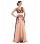 Sleeveless Floral Evening Apricot Length