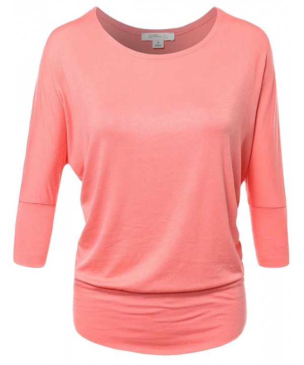 FPT Womens 3/4 Dolman Sleeve Loose Fit Top (S-3XL) - Fpawtstl06_coral ...