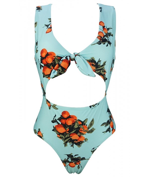COCOSHIP Turquoise Tangerine Swimsuit Swimwear