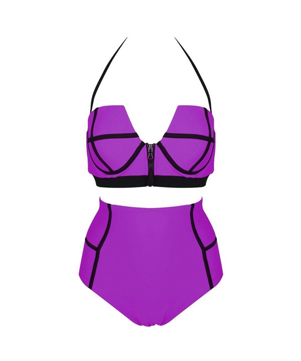 Qinying Waisted Bikini Zipper Swimsuits